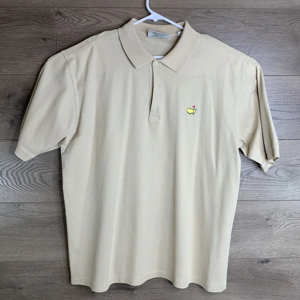 Augusta National Golf Shop 60's Two Ply  Mens Polo Shirt X Large Tan SS Collared - Picture 2 of 8